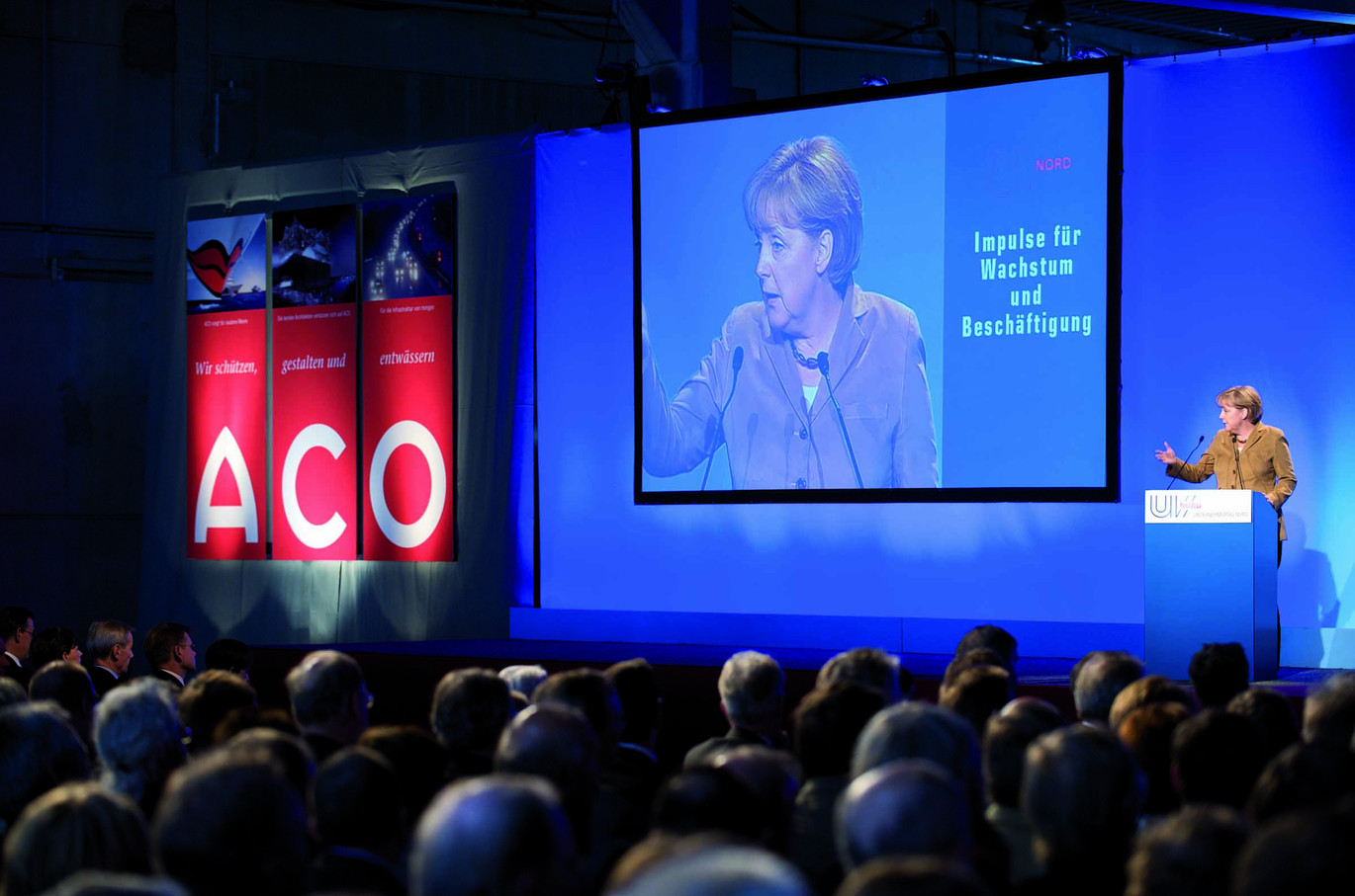 Angela Merkel bei ihrer Rede in der ACO Academy