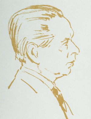 Udo Passavant as a drawing in the brochure "80 Years Passavant"